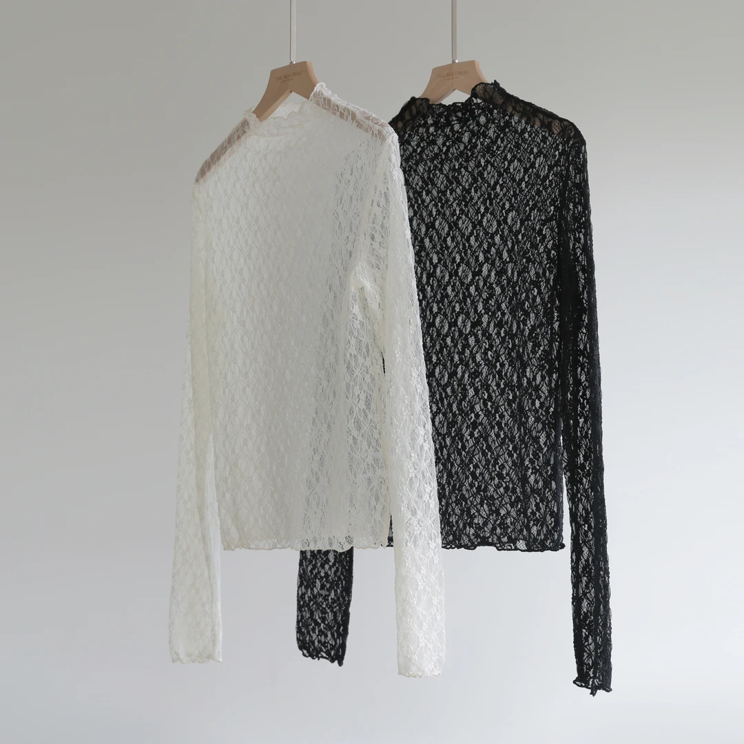 蕾丝高领长袖打底衫（东大门款TBB1160）