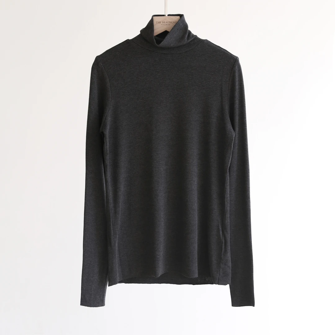 （布布款）文墨深灰色高领长袖针织衫TBB1226