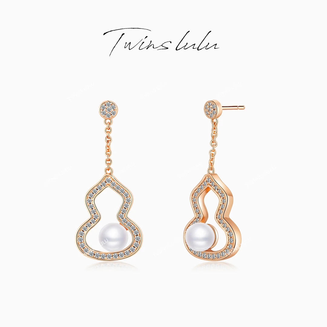 铜合金合成锆石耳饰 【情人节】百搭镶嵌葫芦珠珠耳环TSL2281