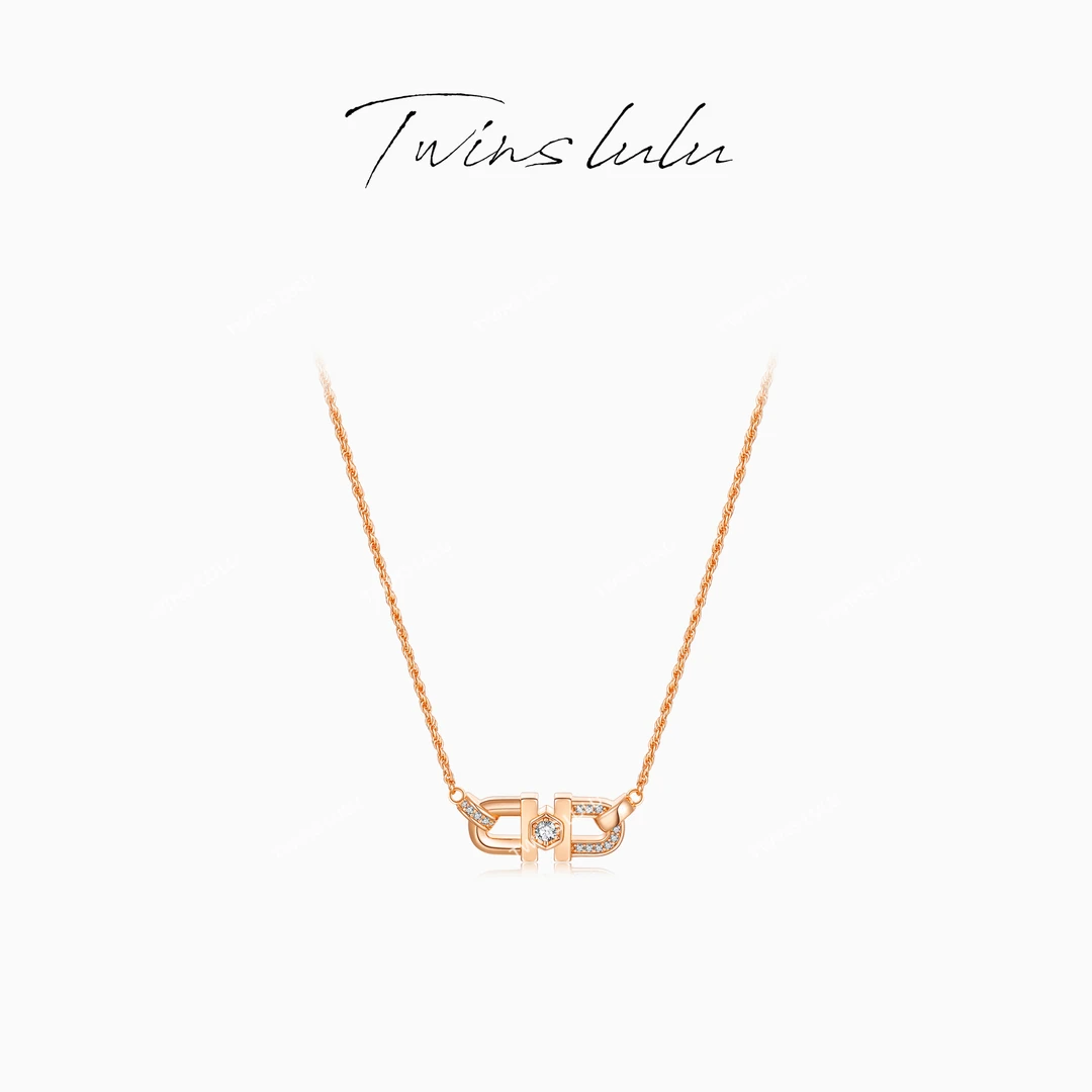 链子925银合成锆石 轻奢时尚百搭设计感简约素款双U项链TSJ9818