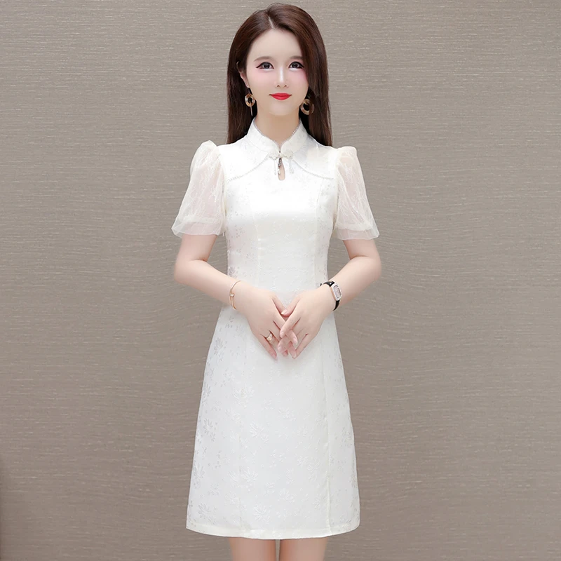 气质高级感女装白色连衣裙2024年夏季新款小个子时尚洋气显瘦裙子
