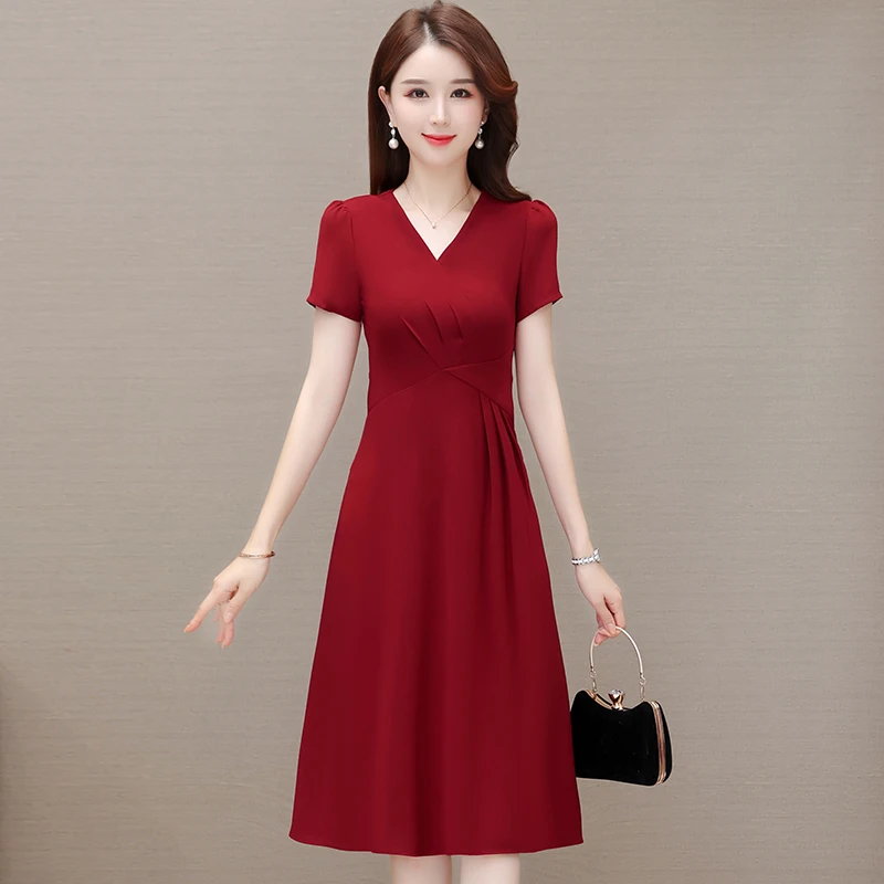 喜婆婆喜妈妈婚宴礼服红色连衣裙女2025年夏季新款高贵上档次裙子