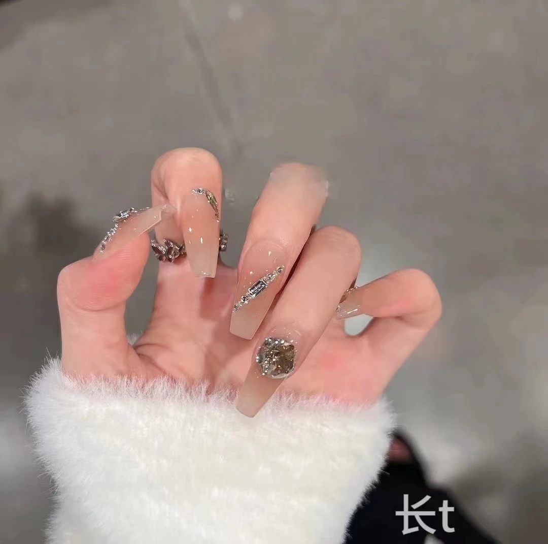 【云落星河】纯手工显白百搭爆闪美甲可拆卸穿戴甲