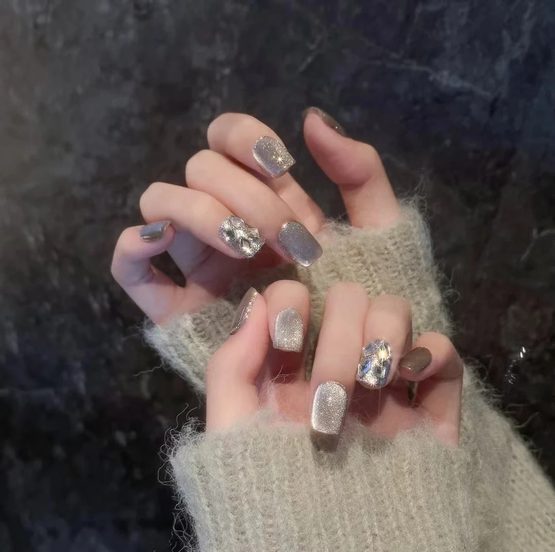 【秋日奶茶】纯手工定制高颜值气质美甲可拆卸穿戴甲