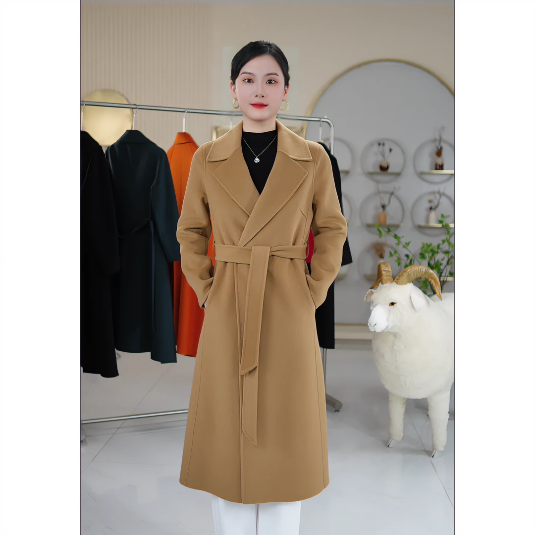 新02# 双面呢大衣时尚中长款修身网红轻奢秋冬气质冬季女士百搭