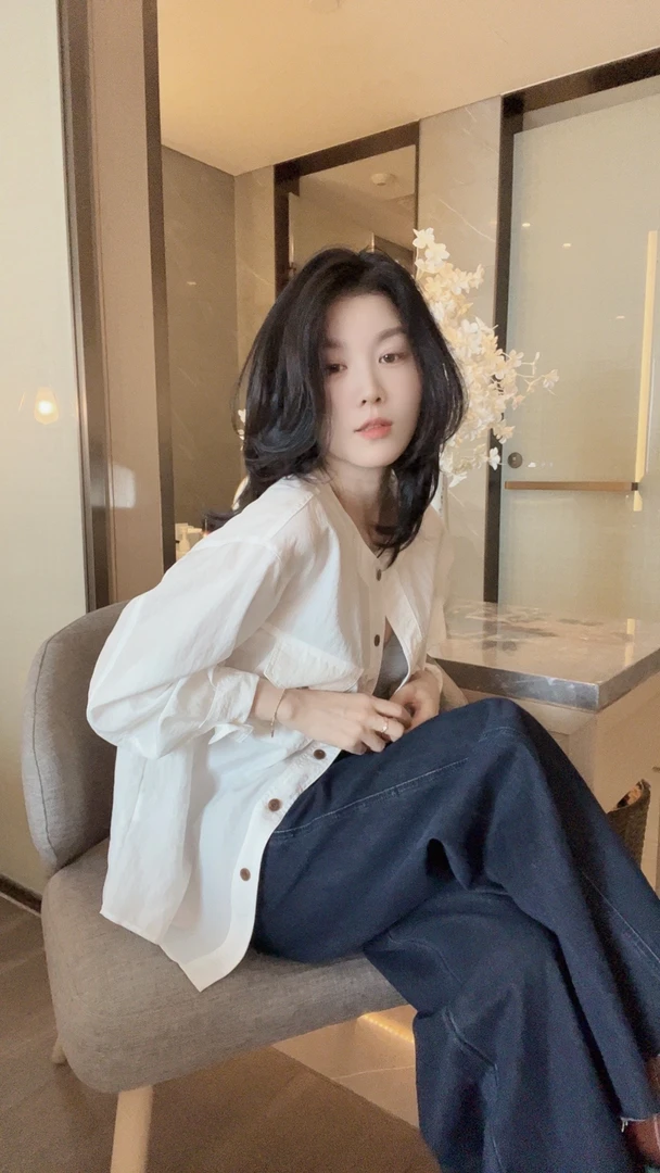 悦悦专属●圆领双口袋莱赛尔时尚长袖衬衣S9024