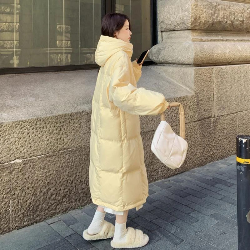 小个子外套奶fufu淡色羽绒服女中长款2023冬季新款连帽加