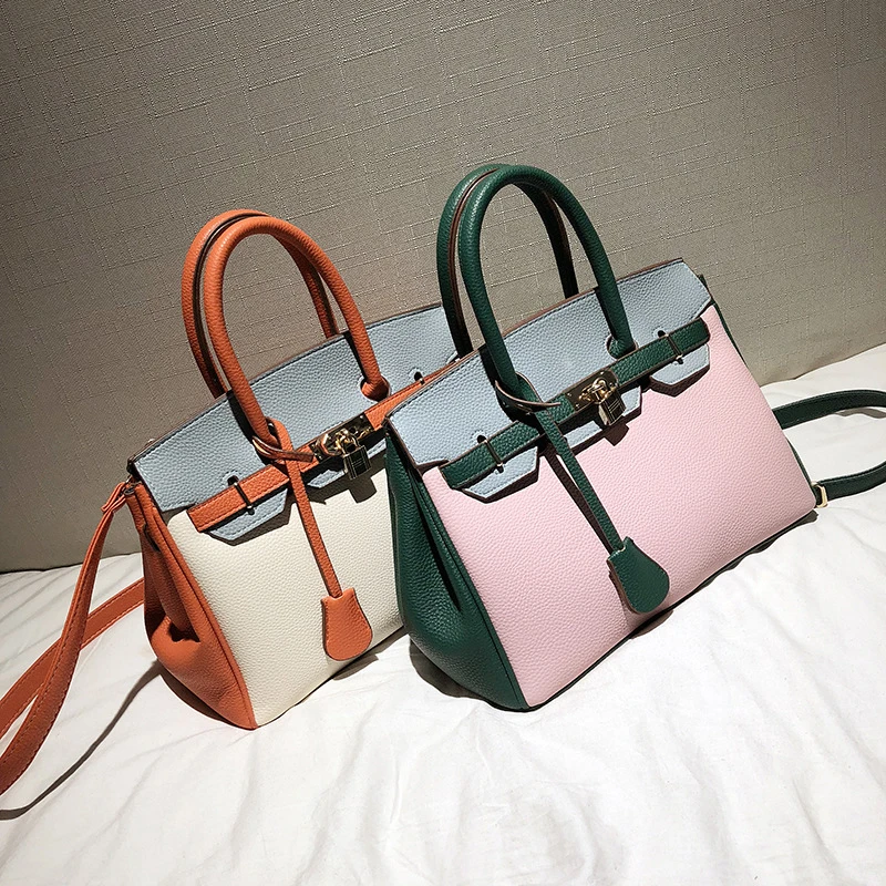 荔枝纹铂金包时尚手提包大单肩新娘包女士女轻奢休闲百搭新款潮流