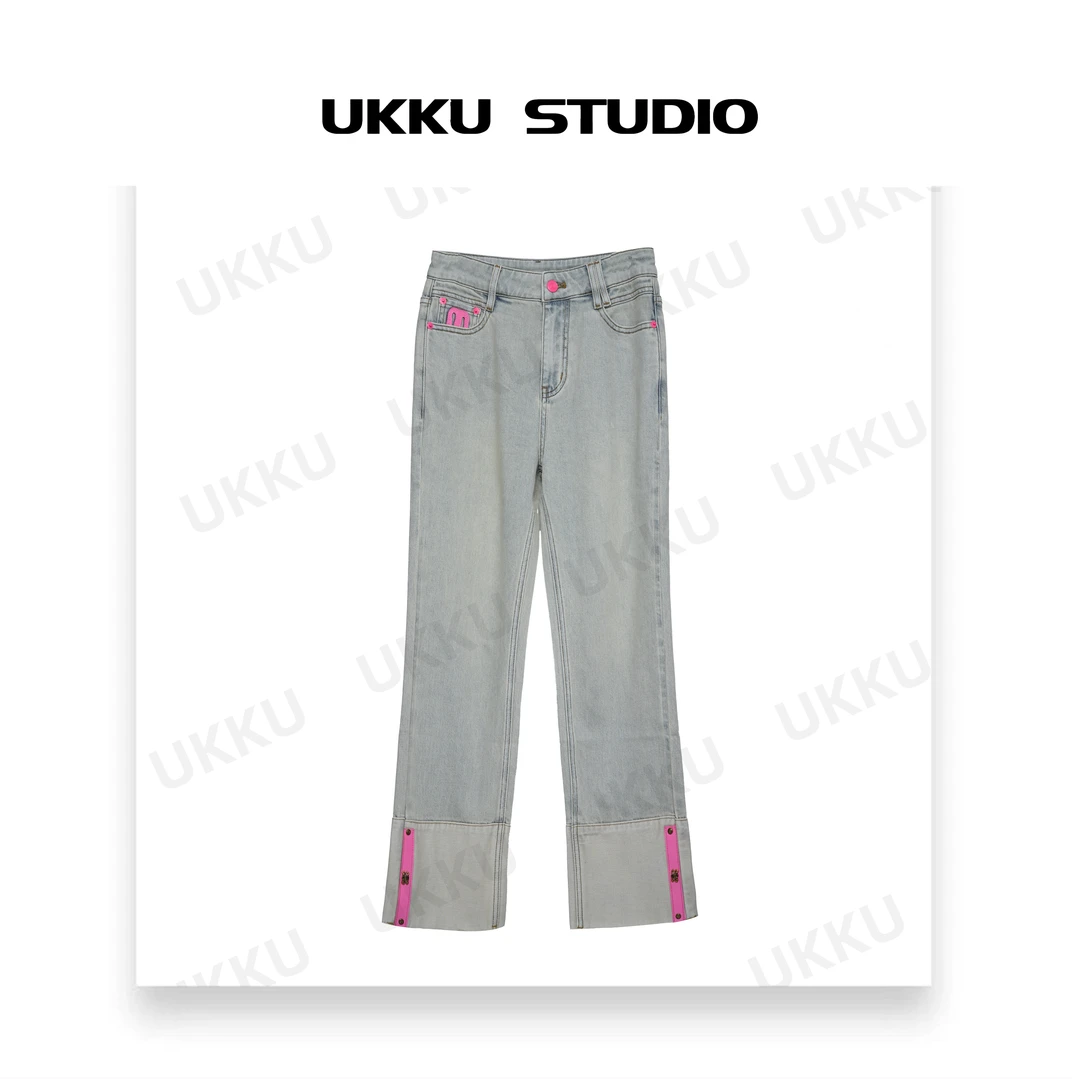 【UKKUSTUDIO】24新款轻奢时尚百搭重工高奢设计师直筒牛仔裤511922