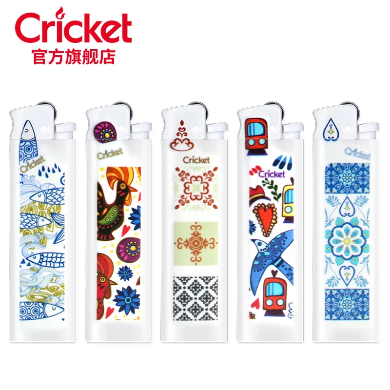 Cricket草蜢原装进口一次性打火机火石砂滑轮明火插画定制印字图