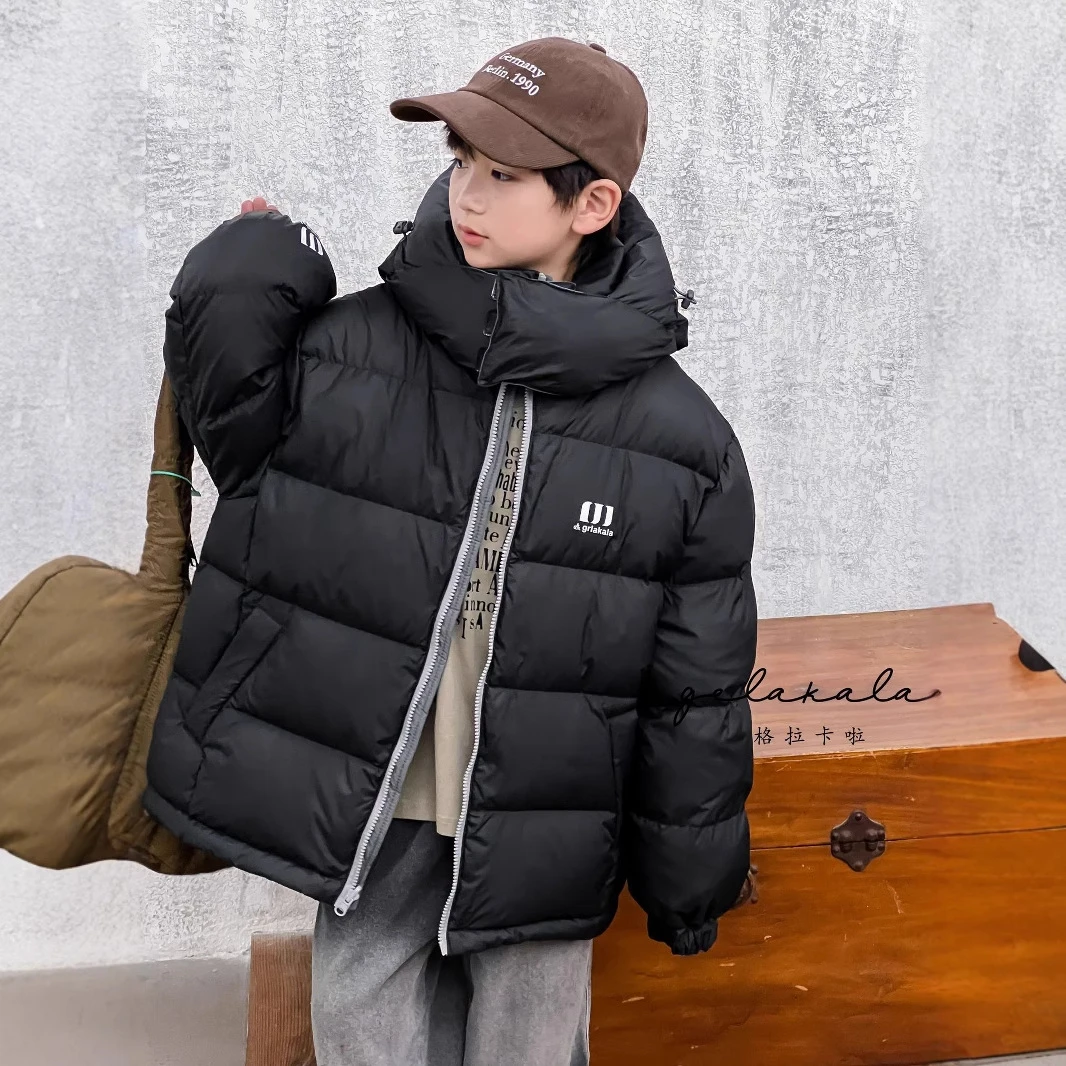 儿童羽绒服冬季双面穿男童女童男孩加厚鸭绒短款中大童冬装韩版