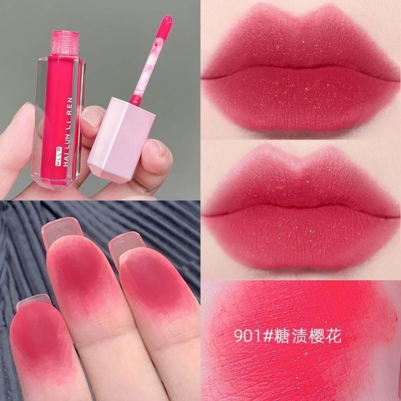 糖渍樱花口红细闪唇釉女不掉色不沾杯素颜平价学生款裸色雾面哑光