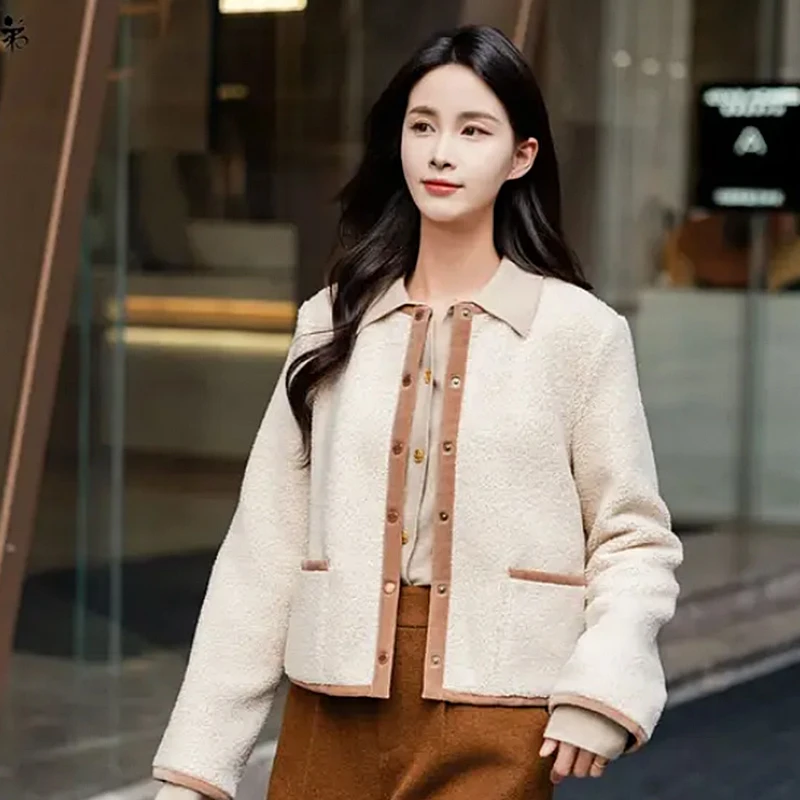 GIRDEAR/哥弟秋冬百搭时尚气质保暖摇粒绒小香风女外套1400512