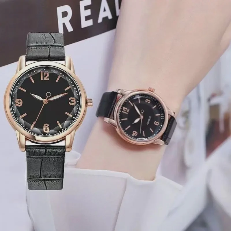 -036BDH女士典雅黑色圆盘轻奢神秘菱形气质女表腕表