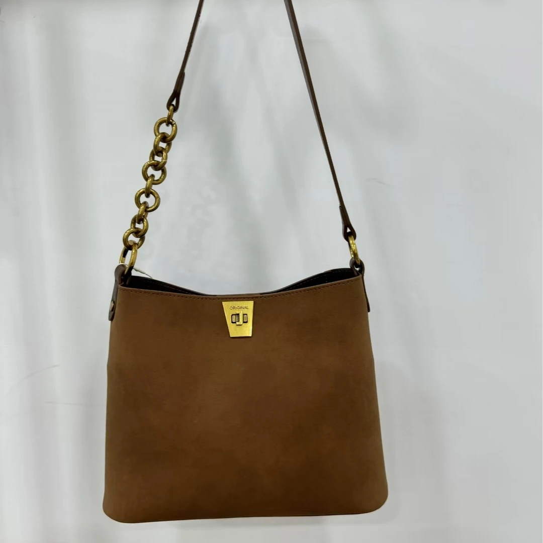 【芝麻集】QYX-9607-复古棕RAIN.CUN简约腋下斜跨轻奢女包