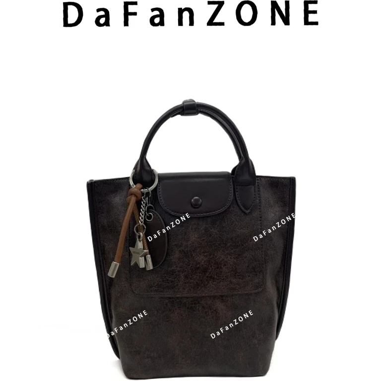 【芝麻集】SK-62644-复古咖休闲百搭时尚女士小众简约单肩气质女包