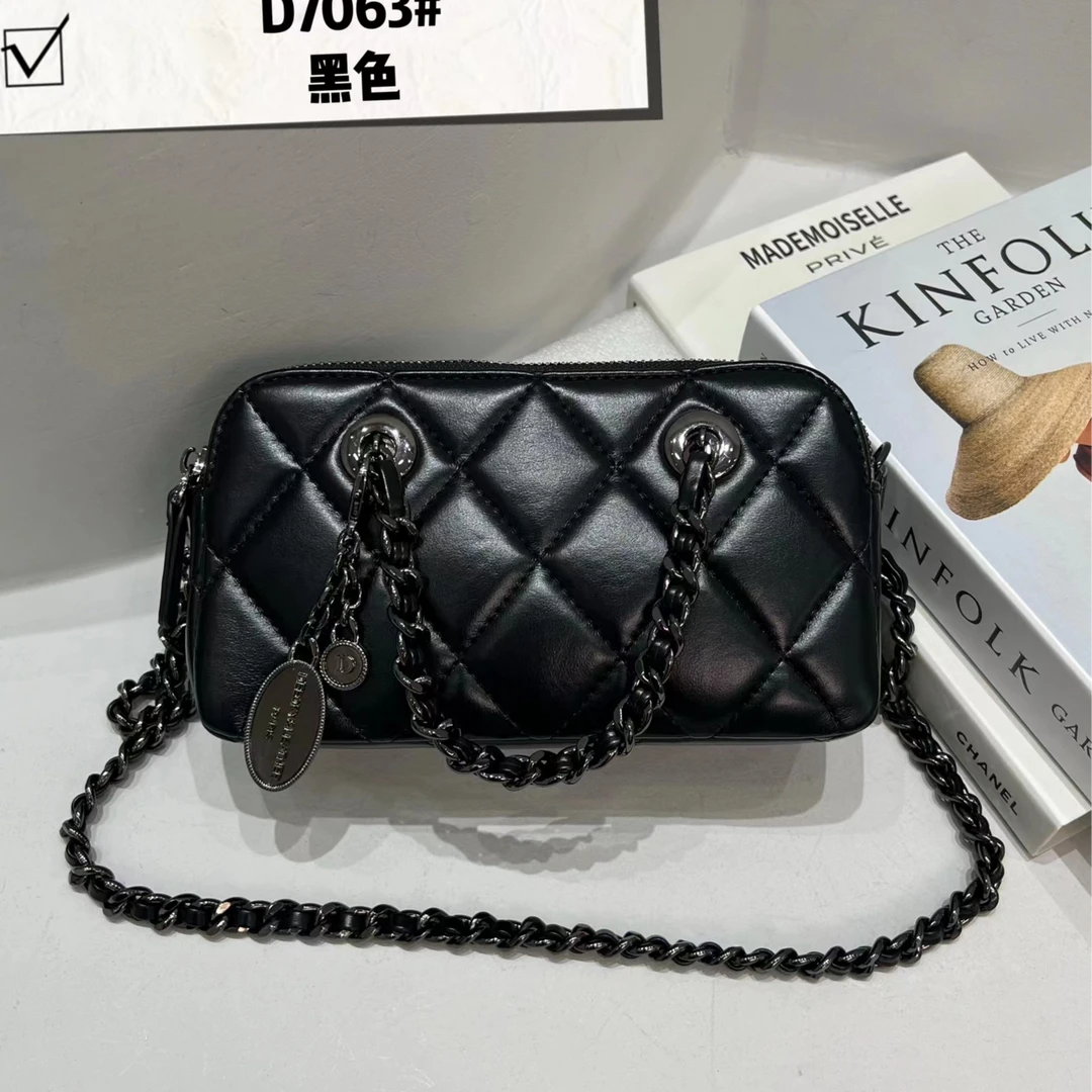 【芝麻集】ZT-D7063-黑色RAIN.CUN腋下链条斜跨轻奢百搭女包