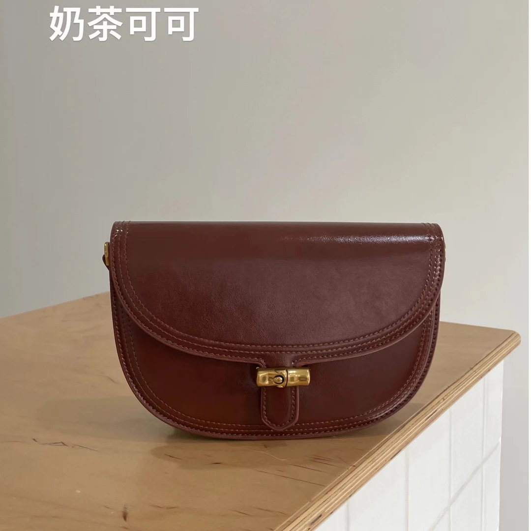 【芝麻集】SK-92243-奶茶可可休闲百搭女士小众简约单肩气质女包