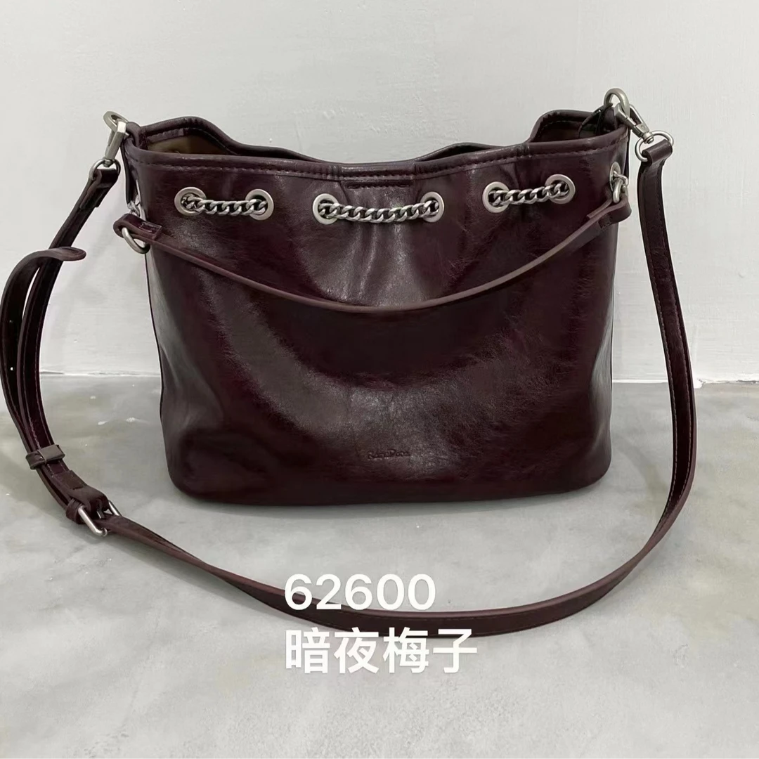 【芝麻集】SK-62600-暗夜梅子休闲百搭女士小众简约单肩气质女包