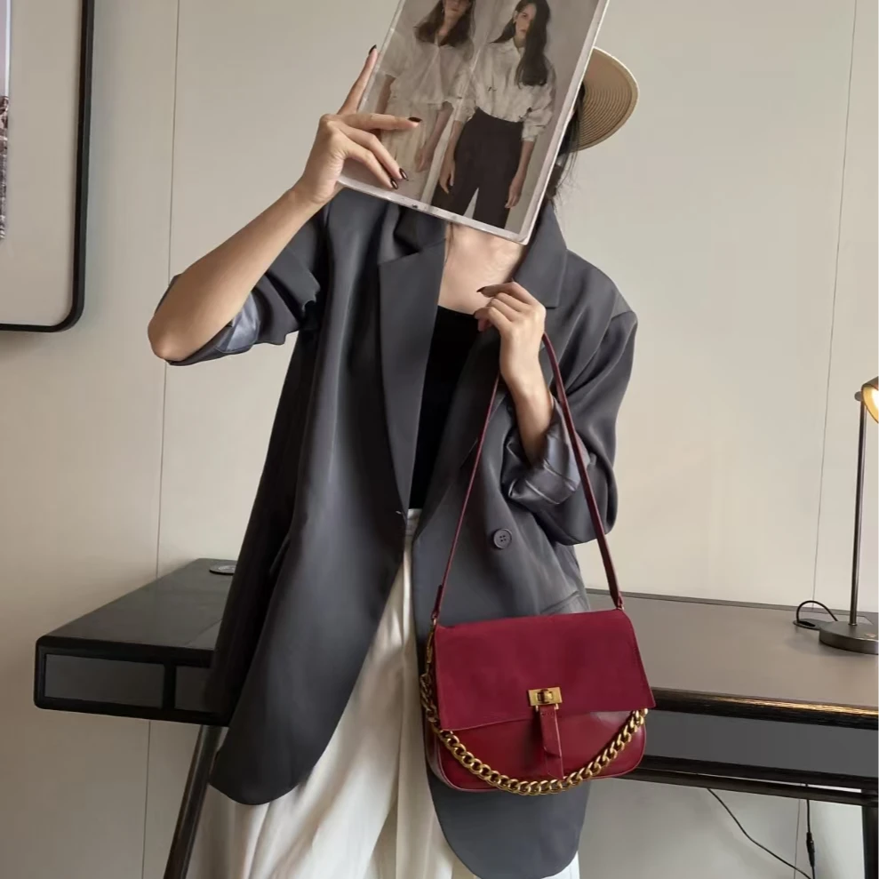 【芝麻集】SKL-5287-安可拉休闲百搭女士小众简约单肩气质女包