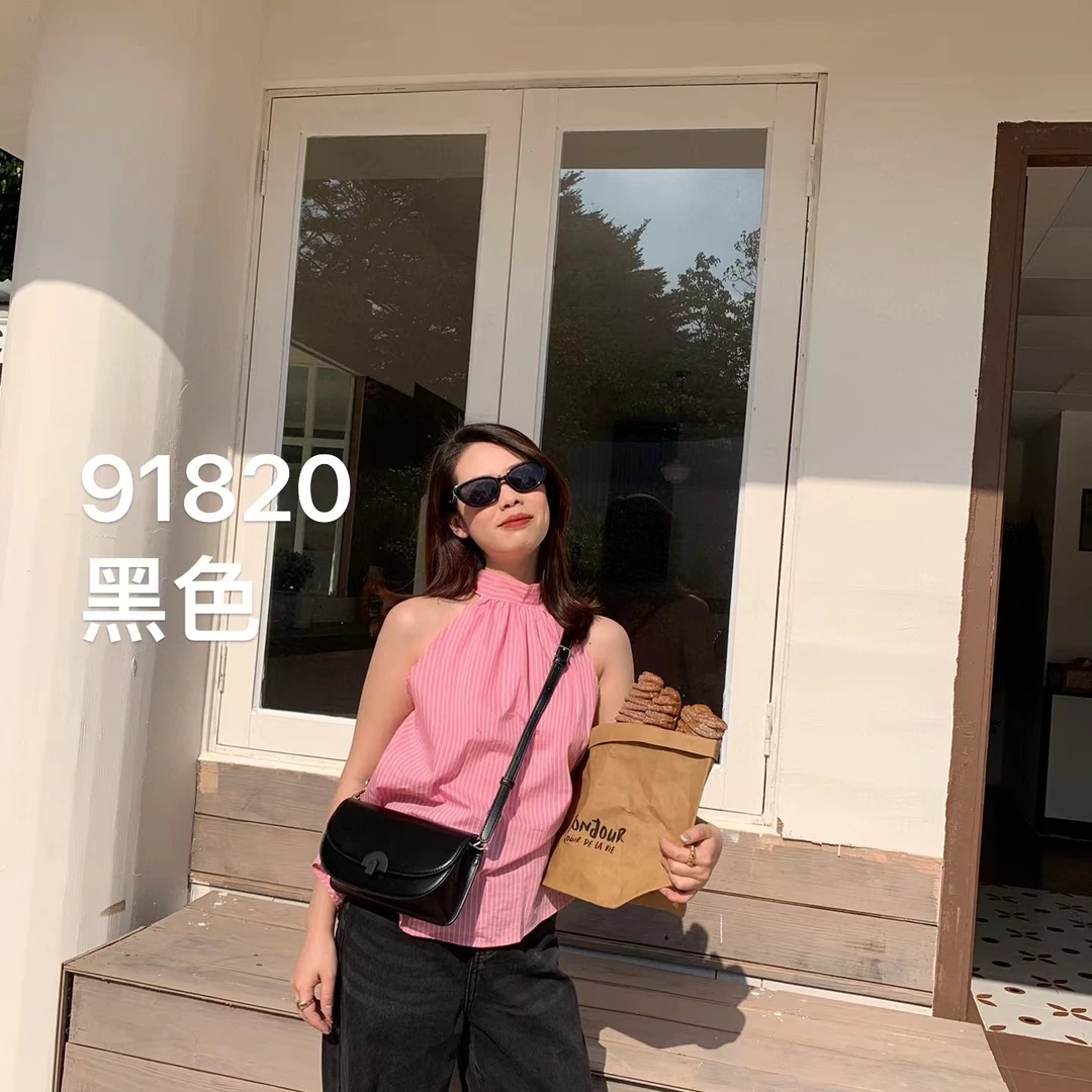 【芝麻集】SK-91820-黑色RAIN.CUN真皮简约腋下斜跨轻奢女包