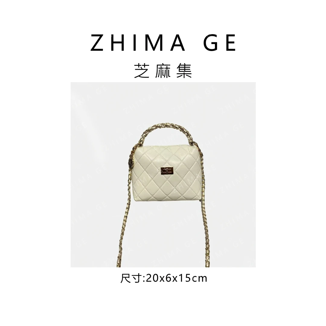 芝麻集】SD-5175-奶油白休闲百搭女士小众简约单肩气质女包