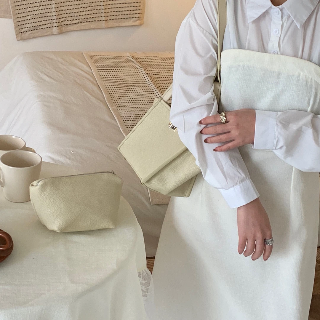 【芝麻集】SK-62358-米杏RAIN.CUN5A皮简约腋下斜跨轻奢女包