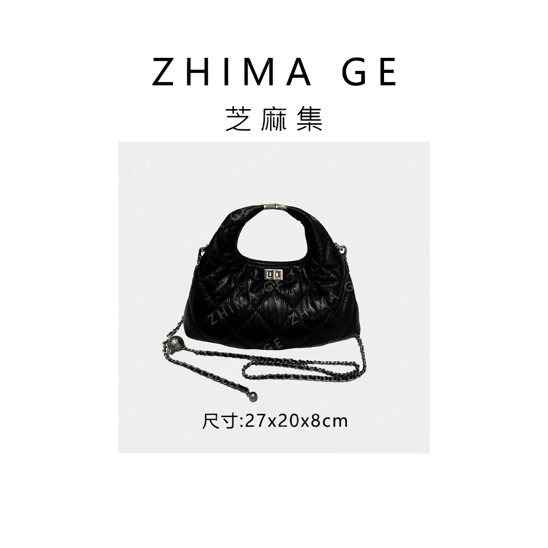 【芝麻集】ZT-D7096-黑色RAIN.CUN.简约腋下时尚斜跨轻奢女包