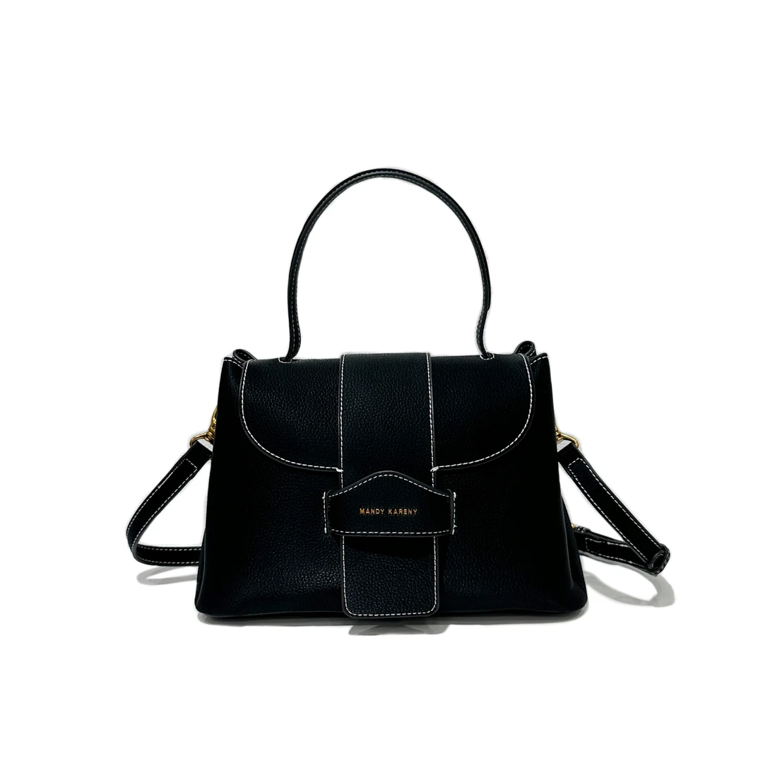 【芝麻集】FES-5093-黑色RAIN.CUN简约时尚百搭腋下斜跨轻奢女包