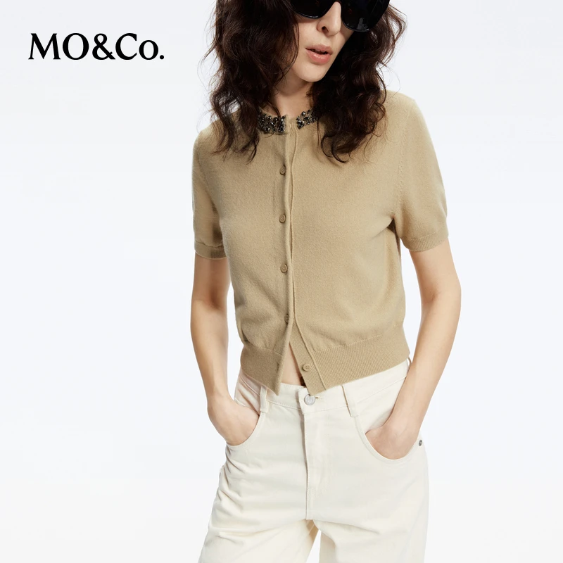 【流光风】【绵羊毛×山羊绒】MOCO手缝钻饰针织衫开衫MBD1CARK02