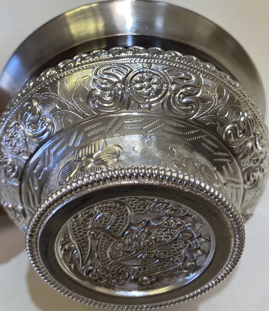 足银银制品 藏式包银碗，足银999，10公分，简单大气款