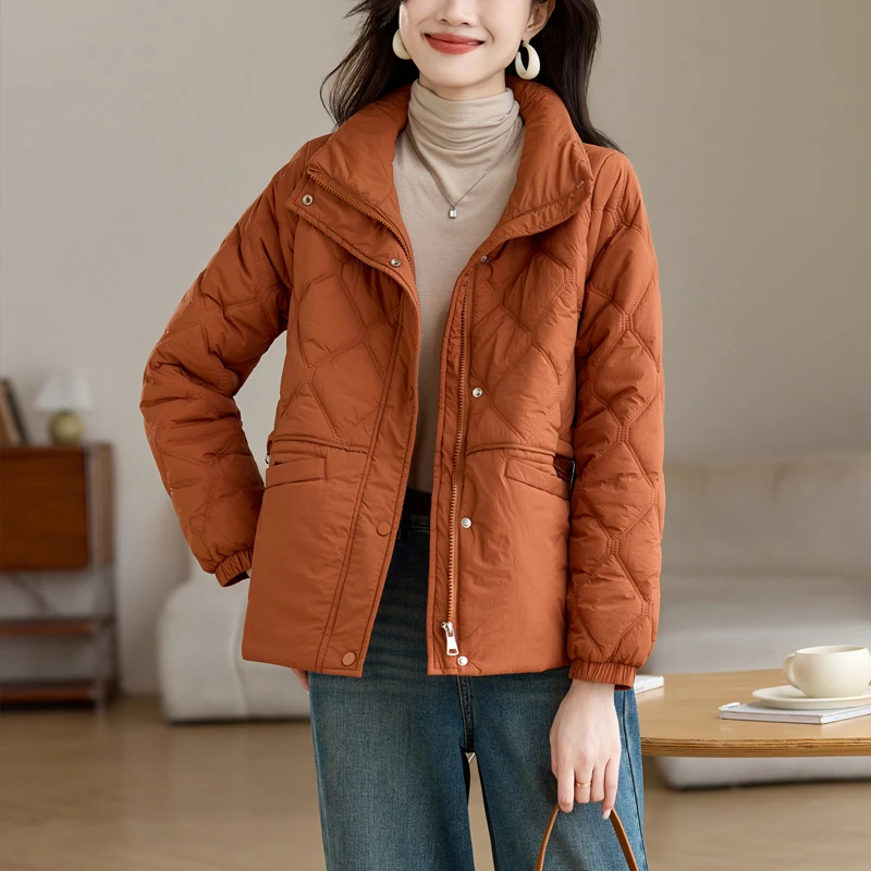 棉服女款冬季2025新款小个子妈妈休闲短款羽绒棉衣立领保暖小棉袄