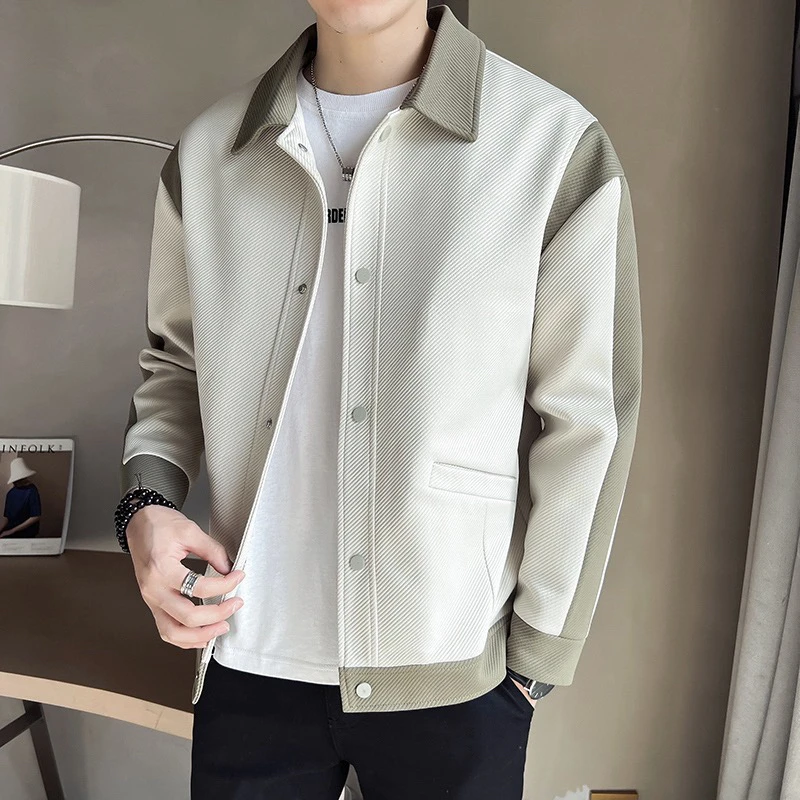 （安安严选）男士轻奢感百搭简约经典撞色拼接夹克外套男外套351