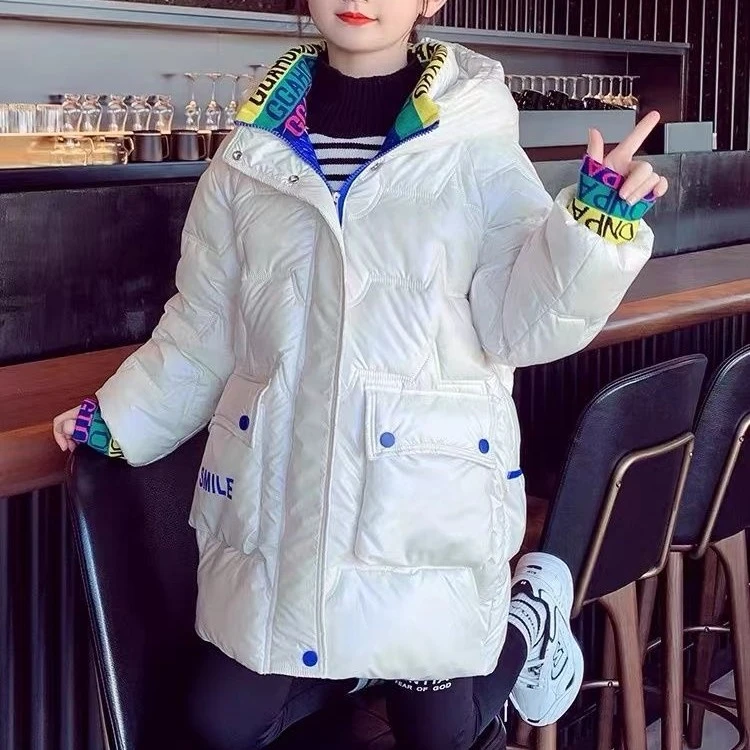 儿童棉衣女童中长款2023新款中大童女孩洋气童装冬装韩版棉服外套