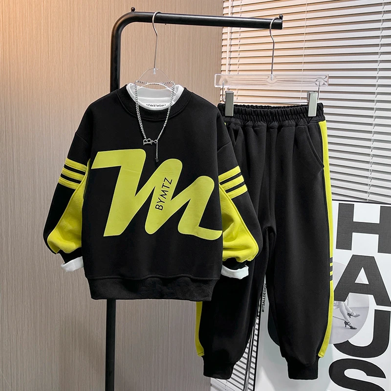 男童卫衣套装春秋装新款中大童运动衣两件套洋气韩版休闲衣服童装