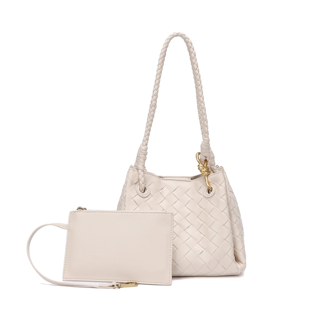 VBX白色轻奢休闲百搭小众单肩包经典编织手提包