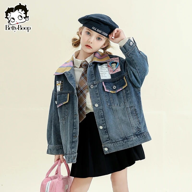 BETTY BOOP/贝蒂牛仔外套休闲上衣2025新款春秋女大童童装潮23855
