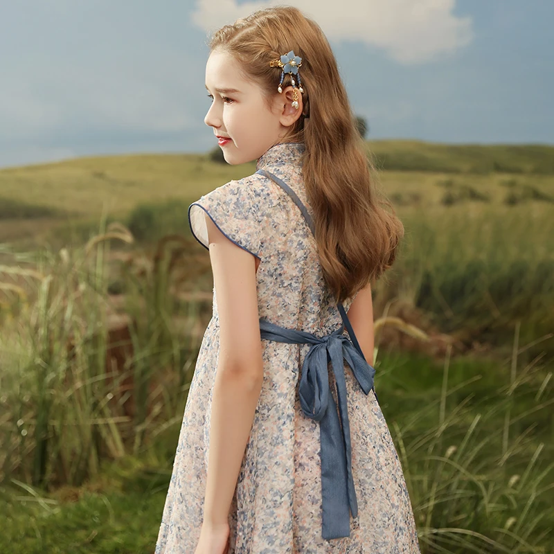 贝蒂女童小碎花公主裙民国风旗袍连衣裙2025新款夏季裙子21956