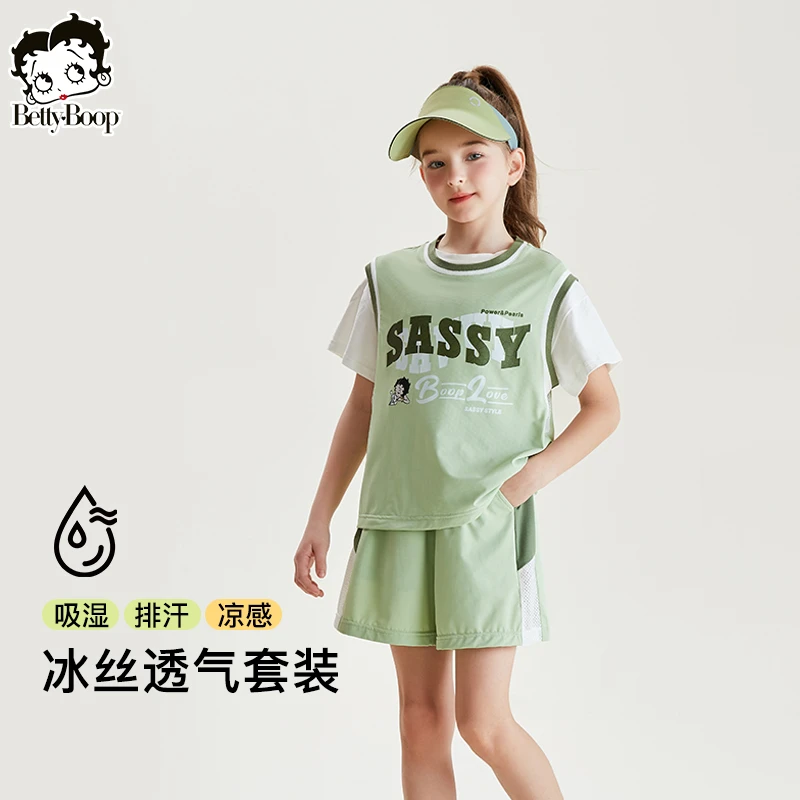 UPF50+贝蒂凉感速干女童短袖短裤运动套装2025夏儿童两件套24168
