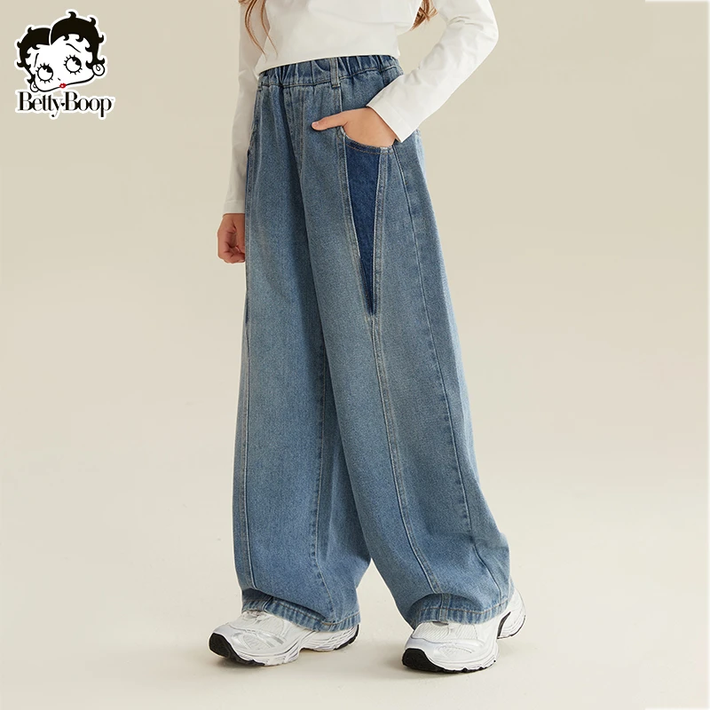 贝蒂女童春秋季洋气阔腿牛仔裤裤子2025新款童装儿童长裤潮24412