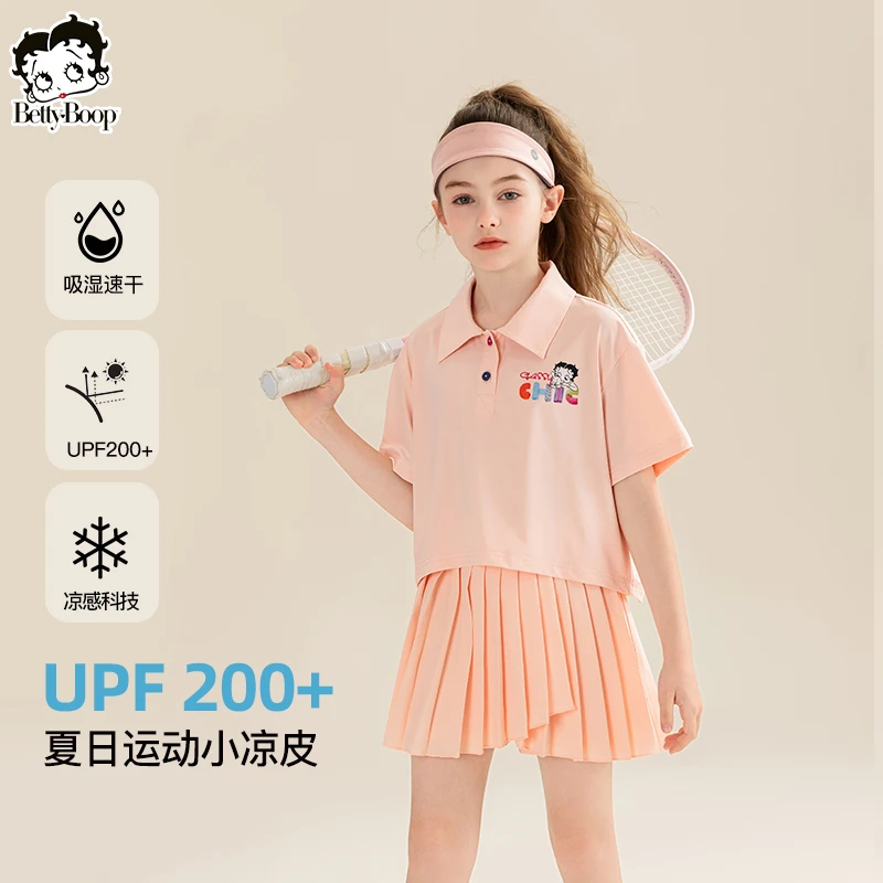 贝蒂速干女童POLO短袖短裙运动套装2025夏季童装儿童两件套24367
