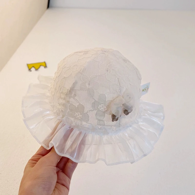 女宝宝帽子夏季薄款网纱渔夫帽婴儿可爱公主遮阳帽新生儿夏天凉帽