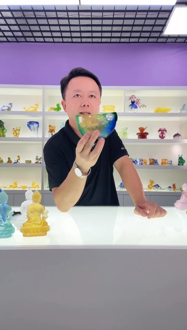 【闪购商品】泥塑唯美古法琉璃摆件金鱼元宝