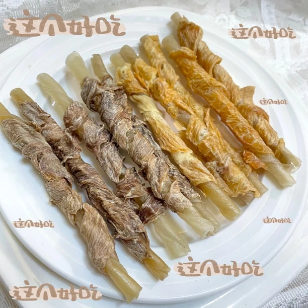 纯手工烘干零食鸡鸭肉缠纯牛皮磨牙棒狗狗零食训犬奖励营养健康