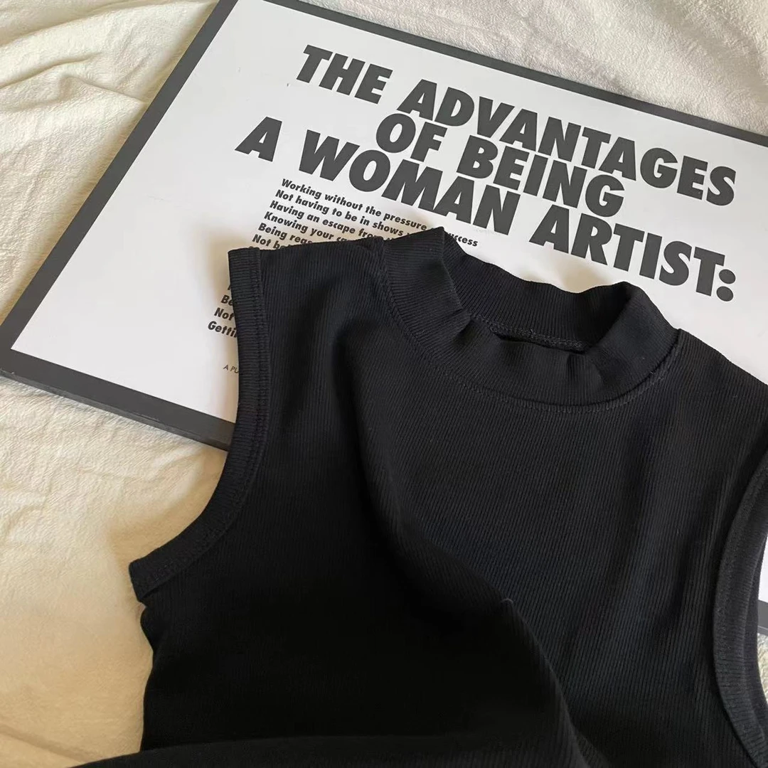 【 雨•美 推荐 】9088黑色韩版纯色修身无袖背心