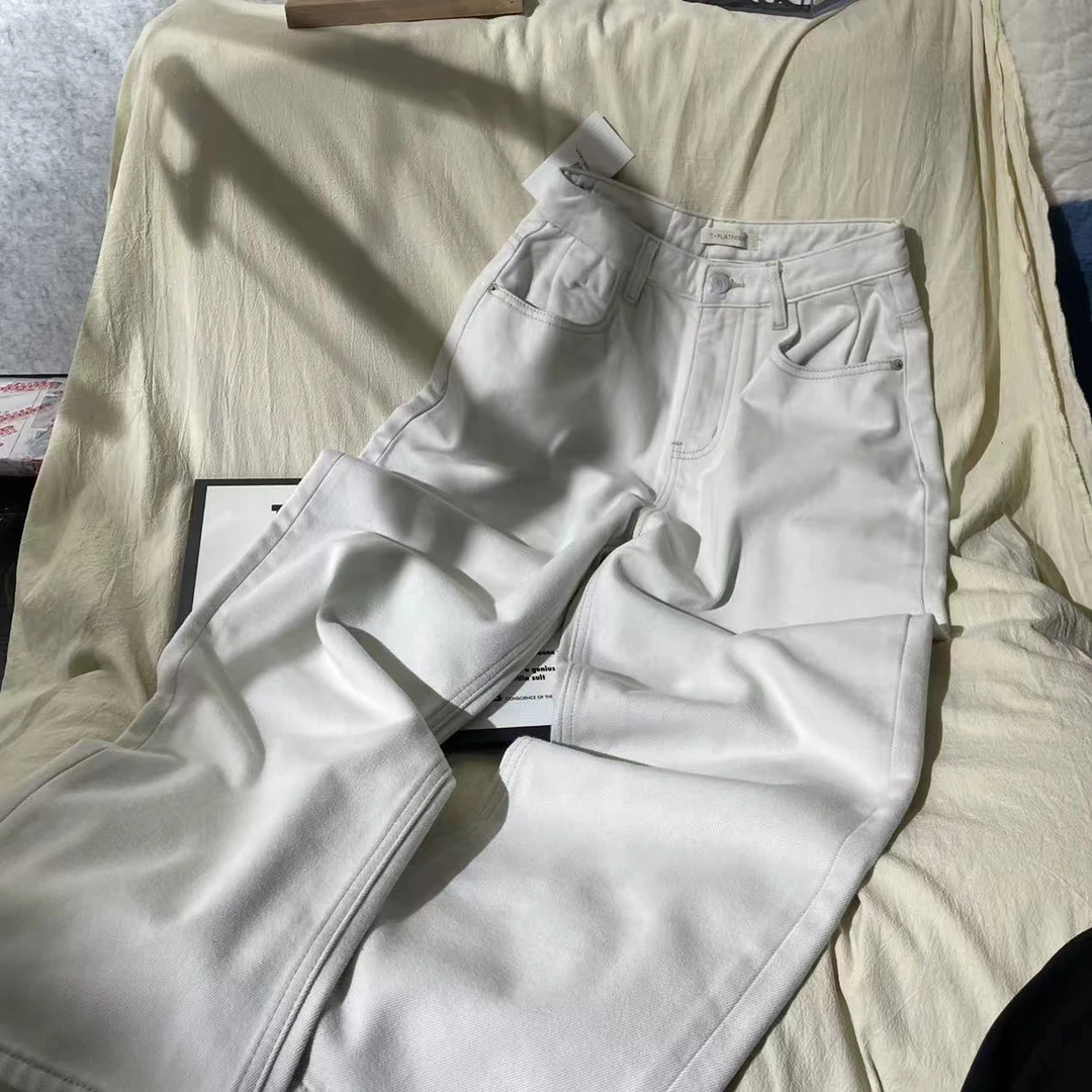 【 雨•美 推荐 】52383杏色韩版百搭加绒男友裤