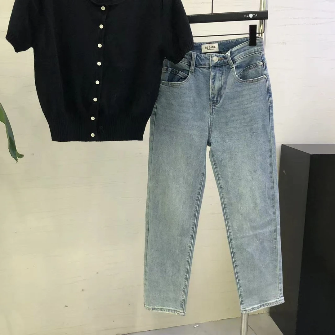 【 雨•美 推荐 】5999韩版时尚百搭高腰牛仔烟管裤