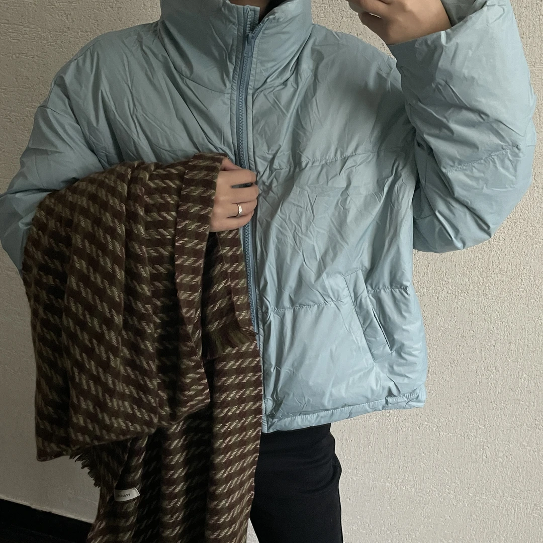 【 雨•美 推荐 】2286雾蓝色韩版百搭泡芙小款外套