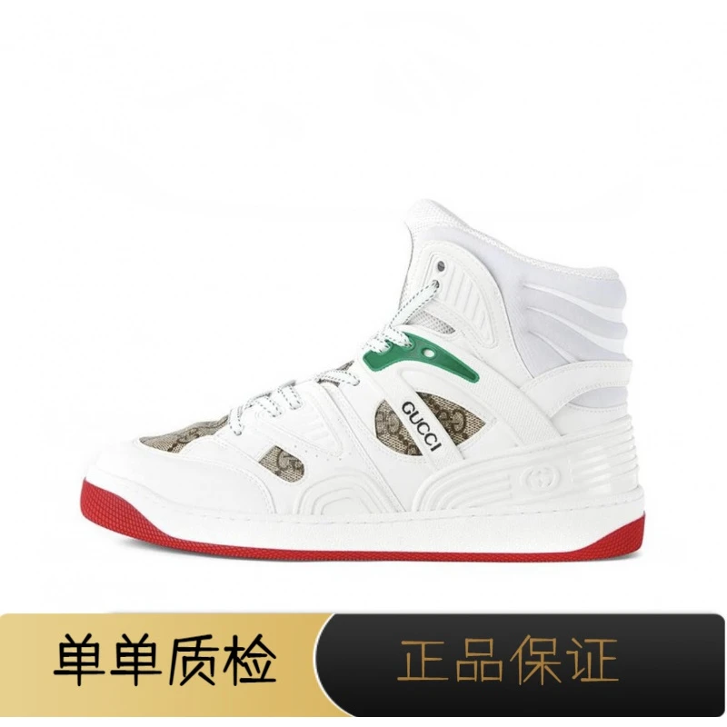 全新带盒Gucci古驰 白色老花高帮篮球运动鞋 39.5码