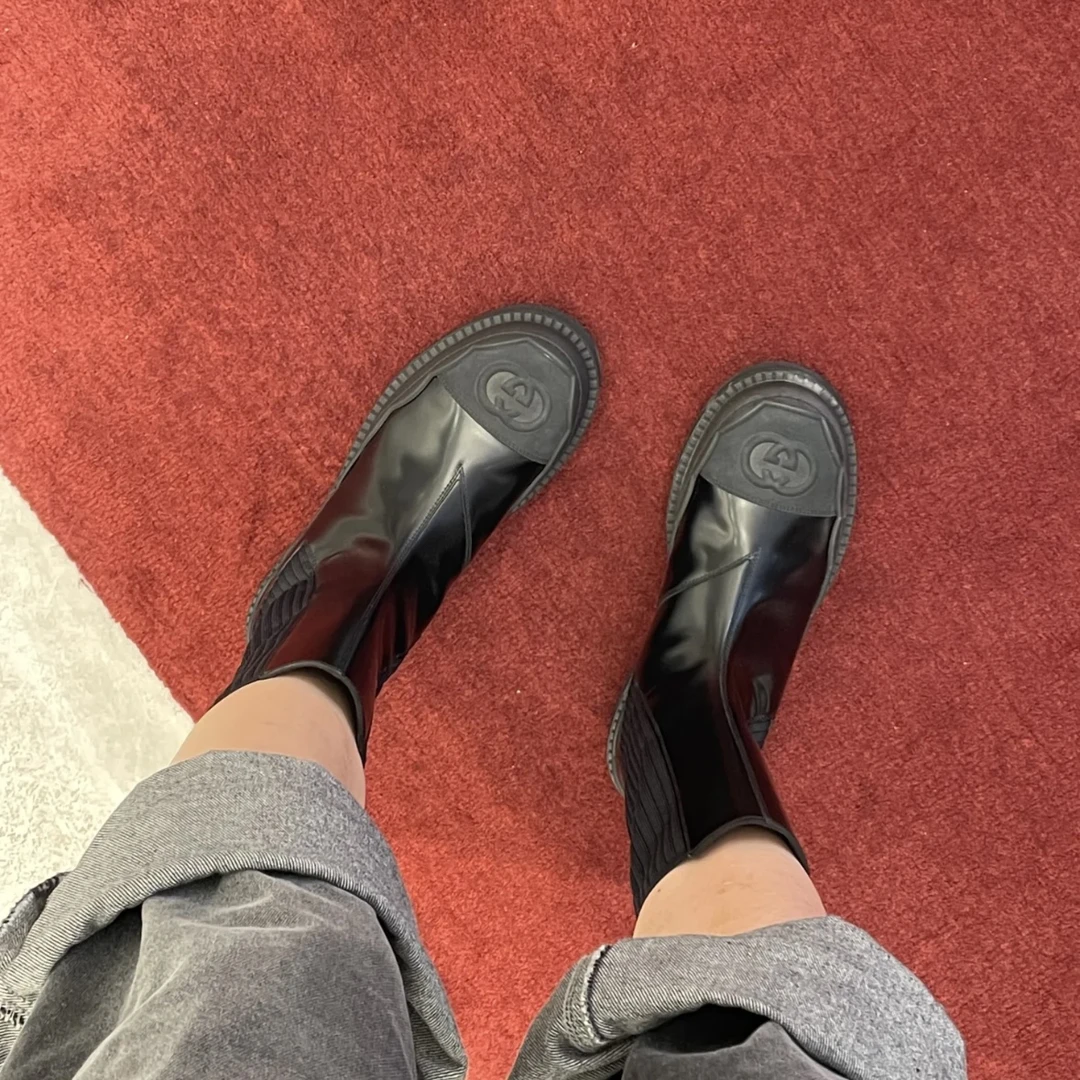 全新闲置 /古驰gucci 黑色双g靴子 无盒
